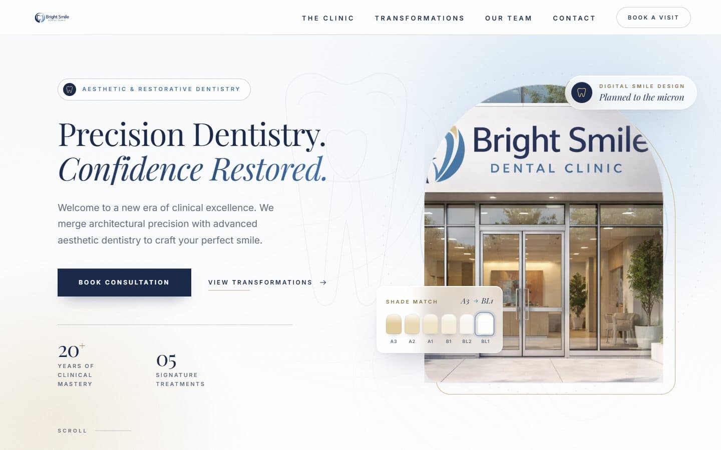 Bright Smile Dental Clinic website homepage