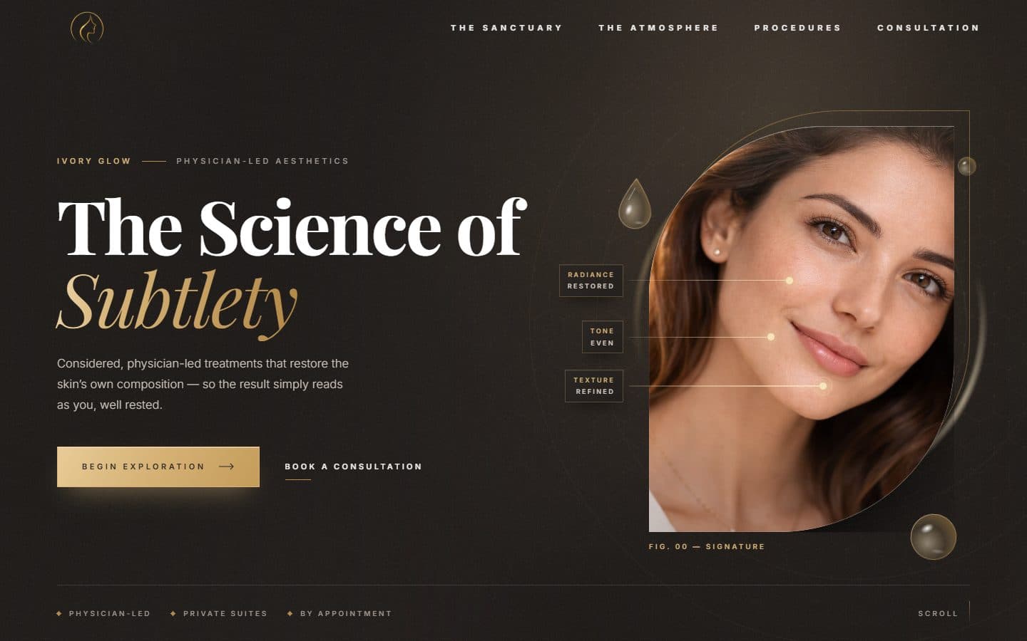 Ivory Glow Aesthetics website homepage