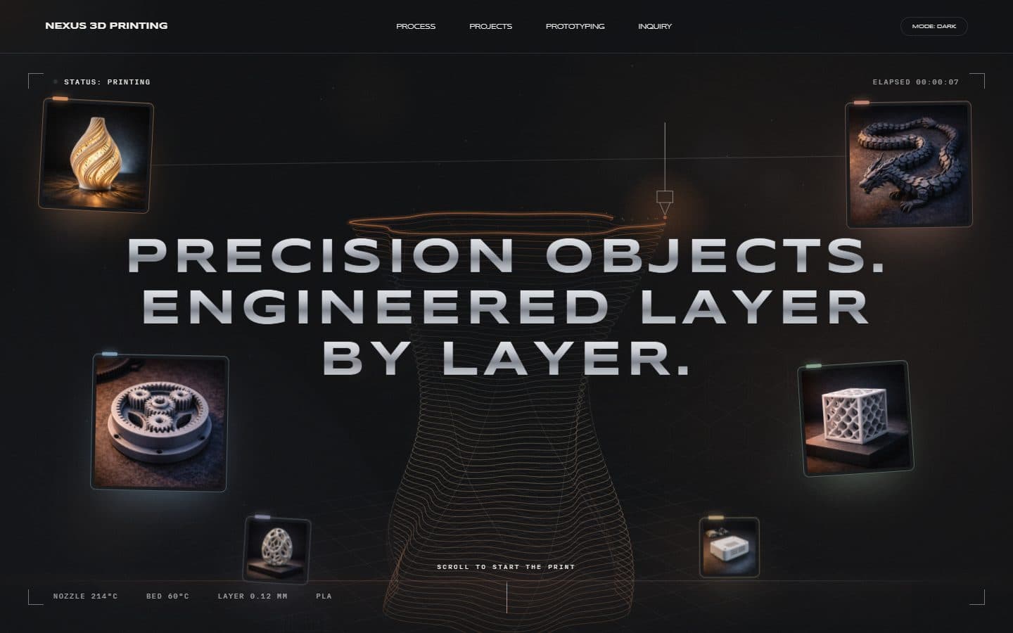 NEXUS 3D Printing website homepage