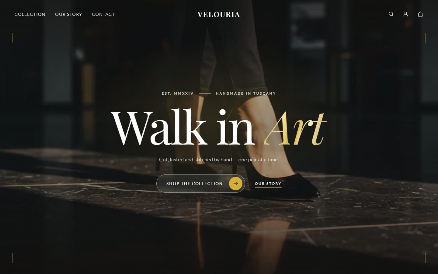 Velouria website homepage